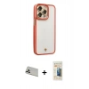 MARSİLYAN™- iPhone 13 Pro Max Kılıf Çekirdek Klasik Serisi - Siyah 6D Mat Seramik Hayalet Nano Ekran Koruyucu + Beyaz Rainbow Kamera Lens Koruma Cam