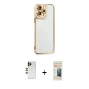 MARSİLYAN™- iPhone 13 Pro Max Kılıf Çekirdek Klasik Serisi - Siyah 6D Mat Seramik Hayalet Nano Ekran Koruyucu + Shine Kamera Lens - GD