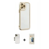 MARSİLYAN™- iPhone 13 Pro Max Kılıf Çekirdek Klasik Serisi - Siyah 6D Mat Seramik Hayalet Nano Ekran Koruyucu + Shine Kamera Lens - GD