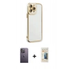 MARSİLYAN™- iPhone 13 Pro Max Kılıf Çekirdek Klasik Serisi - Siyah 6D Mat Seramik Hayalet Nano Ekran Koruyucu + Neon Fosforlu Kamera Lens - BZ