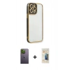 MARSİLYAN™- iPhone 13 Pro Max Kılıf Çekirdek Klasik Serisi - Siyah 6D Mat Seramik Hayalet Nano Ekran Koruyucu + Neon Fosforlu Kamera Lens - YL