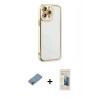 MARSİLYAN™- iPhone 13 Pro Max Kılıf Çekirdek Klasik Serisi - Siyah 6D Mat Seramik Hayalet Nano Ekran Koruyucu + Shine Kamera Lens Koruma Cam - GI