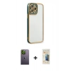MARSİLYAN™- iPhone 13 Pro Max Kılıf Çekirdek Klasik Serisi - Siyah 6D Mat Seramik Hayalet Nano Ekran Koruyucu + Neon Fosforlu Kamera Lens - YL