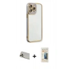 MARSİLYAN™- iPhone 13 Pro Max Kılıf Çekirdek Klasik Serisi - Siyah 6D Mat Seramik Hayalet Nano Ekran Koruyucu + Rainbow Kamera Lens Koruma Cam - REGD
