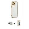 MARSİLYAN™- iPhone 13 Pro Max Kılıf Çekirdek Klasik Serisi - Siyah 6D Mat Seramik Hayalet Nano Ekran Koruyucu + Rainbow Kamera Lens Koruma Cam - REGD