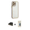 MARSİLYAN™- iPhone 13 Pro Max Kılıf Çekirdek Klasik Serisi - Siyah 6D Mat Seramik Hayalet Nano Ekran Koruyucu + Raze Metal Kamera Lens - GD