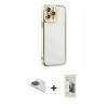 MARSİLYAN™- iPhone 13 Pro Max Kılıf Çekirdek Klasik Serisi - Siyah 6D Mat Seramik Hayalet Nano Ekran Koruyucu + Pers Alüminyum Kamera Lens - GI