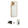 MARSİLYAN™- iPhone 13 Pro Max Kılıf Çekirdek Klasik Serisi - Siyah 6D Mat Seramik Hayalet Nano Ekran Koruyucu + Raze Metal Kamera Lens - GD