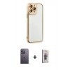 MARSİLYAN™- iPhone 13 Pro Max Kılıf Çekirdek Klasik Serisi - Siyah Bilvis 3D Cam Ekran Koruyucu + Neon Fosforlu Kamera Lens - BZ