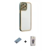 MARSİLYAN™- iPhone 13 Pro Max Kılıf Çekirdek Klasik Serisi - Siyah Bilvis 3D Cam Ekran Koruyucu + Shine Kamera Lens Koruma Cam - GI