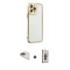 MARSİLYAN™- iPhone 13 Pro Max Kılıf Çekirdek Klasik Serisi - Siyah Bilvis 3D Cam Ekran Koruyucu + Pers Alüminyum Kamera Lens - GD