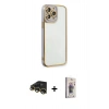 MARSİLYAN™- iPhone 13 Pro Max Kılıf Çekirdek Klasik Serisi - Siyah Bilvis 3D Cam Ekran Koruyucu + Raze Metal Kamera Lens - GD