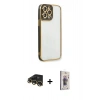 MARSİLYAN™- iPhone 13 Pro Max Kılıf Çekirdek Klasik Serisi - Siyah Bilvis 3D Cam Ekran Koruyucu + Raze Metal Kamera Lens - GD