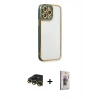 MARSİLYAN™- iPhone 13 Pro Max Kılıf Çekirdek Klasik Serisi - Siyah Bilvis 3D Cam Ekran Koruyucu + Raze Metal Kamera Lens - GD