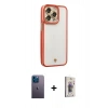 MARSİLYAN™- iPhone 13 Pro Max Kılıf Çekirdek Klasik Serisi - Siyah Bilvis 3D Cam Ekran Koruyucu + Mavi Neon Fosforlu Kamera Lens