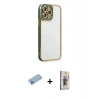 MARSİLYAN™- iPhone 13 Pro Max Kılıf Çekirdek Klasik Serisi - Siyah Bilvis 3D Cam Ekran Koruyucu + Shine Kamera Lens Koruma Cam - MI