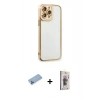 MARSİLYAN™- iPhone 13 Pro Max Kılıf Çekirdek Klasik Serisi - Siyah Bilvis 3D Cam Ekran Koruyucu + Shine Kamera Lens Koruma Cam - MI