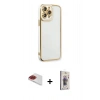 MARSİLYAN™- iPhone 13 Pro Max Kılıf Çekirdek Klasik Serisi - Siyah Bilvis 3D Cam Ekran Koruyucu + Pers Alüminyum Kamera Lens - KI