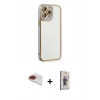 MARSİLYAN™- iPhone 13 Pro Max Kılıf Çekirdek Klasik Serisi - Siyah Bilvis 3D Cam Ekran Koruyucu + Pers Alüminyum Kamera Lens - KI
