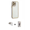 MARSİLYAN™- iPhone 13 Pro Max Kılıf Çekirdek Klasik Serisi - Siyah Bilvis 3D Cam Ekran Koruyucu + Pers Alüminyum Kamera Lens - GD