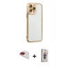MARSİLYAN™- iPhone 13 Pro Max Kılıf Çekirdek Klasik Serisi - Siyah Bilvis 3D Cam Ekran Koruyucu + Pers Alüminyum Kamera Lens - KI