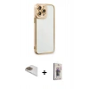 MARSİLYAN™- iPhone 13 Pro Max Kılıf Çekirdek Klasik Serisi - Siyah Bilvis 3D Cam Ekran Koruyucu + Pers Alüminyum Kamera Lens - GD