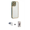 MARSİLYAN™- iPhone 13 Pro Max Kılıf Çekirdek Klasik Serisi - Siyah Bilvis 3D Cam Ekran Koruyucu + Pers Alüminyum Kamera Lens - LT