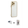 MARSİLYAN™- iPhone 13 Pro Max Kılıf Çekirdek Klasik Serisi - Siyah Bilvis 3D Cam Ekran Koruyucu + Pers Alüminyum Kamera Lens - LT