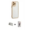 MARSİLYAN™- iPhone 13 Pro Max Kılıf Çekirdek Klasik Serisi - Siyah Bilvis 3D Cam Ekran Koruyucu + Rainbow Kamera Lens Koruma Cam - REGD