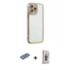 MARSİLYAN™- iPhone 13 Pro Max Kılıf Çekirdek Klasik Serisi - Siyah Bilvis 3D Cam Ekran Koruyucu + Renkli Kamera Lens Koruma Cam - YL