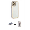 MARSİLYAN™- iPhone 13 Pro Max Kılıf Çekirdek Klasik Serisi - Siyah Bilvis 3D Cam Ekran Koruyucu + Renkli Kamera Lens Koruma Cam - TU