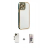 MARSİLYAN™- iPhone 13 Pro Max Kılıf Çekirdek Klasik Serisi - Siyah Bilvis 3D Cam Ekran Koruyucu + Shine Kamera Lens - GD