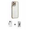 MARSİLYAN™- iPhone 13 Pro Max Kılıf Çekirdek Klasik Serisi - Siyah Bilvis 3D Cam Ekran Koruyucu + Shine Kamera Lens - GD