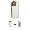 MARSİLYAN™- iPhone 13 Pro Max Kılıf Çekirdek Klasik Serisi - Siyah Bilvis 3D Cam Ekran Koruyucu + Shine Kamera Lens - GD