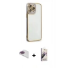 MARSİLYAN™- iPhone 13 Pro Max Kılıf Çekirdek Klasik Serisi - Siyah Bilvis 3D Mat Cam Ekran Koruyucu + Pers Alüminyum Kamera Lens - GI