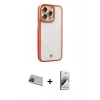 MARSİLYAN™- iPhone 13 Pro Max Kılıf Çekirdek Klasik Serisi - Siyah Bilvis 3D Mat Cam Ekran Koruyucu + Mavi Rainbow Kamera Lens Koruma Cam