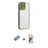 MARSİLYAN™- iPhone 13 Pro Max Kılıf Çekirdek Klasik Serisi - Siyah Bilvis 3D Mat Cam Ekran Koruyucu + Shine Kamera Lens Koruma Cam - PE