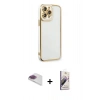 MARSİLYAN™- iPhone 13 Pro Max Kılıf Çekirdek Klasik Serisi - Siyah Bilvis 3D Mat Cam Ekran Koruyucu + Pers Alüminyum Kamera Lens - GI