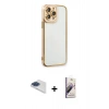 MARSİLYAN™- iPhone 13 Pro Max Kılıf Çekirdek Klasik Serisi - Siyah Bilvis 3D Mat Cam Ekran Koruyucu + Pers Alüminyum Kamera Lens - LT