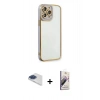 MARSİLYAN™- iPhone 13 Pro Max Kılıf Çekirdek Klasik Serisi - Siyah Bilvis 3D Mat Cam Ekran Koruyucu + Pers Alüminyum Kamera Lens - LT