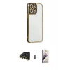 MARSİLYAN™- iPhone 13 Pro Max Kılıf Çekirdek Klasik Serisi - Siyah Bilvis 3D Mat Cam Ekran Koruyucu + Raze Metal Kamera Lens - GD