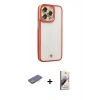 MARSİLYAN™- iPhone 13 Pro Max Kılıf Çekirdek Klasik Serisi - Siyah Bilvis 3D Mat Cam Ekran Koruyucu + Renkli Kamera Lens Koruma Cam - MI