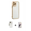 MARSİLYAN™- iPhone 13 Pro Max Kılıf Çekirdek Klasik Serisi - Siyah Bilvis 3D Mat Cam Ekran Koruyucu + Shine Kamera Lens - GD