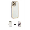 MARSİLYAN™- iPhone 13 Pro Max Kılıf Çekirdek Klasik Serisi - Siyah Bilvis 3D Mat Cam Ekran Koruyucu + Shine Kamera Lens - GD
