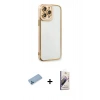 MARSİLYAN™- iPhone 13 Pro Max Kılıf Çekirdek Klasik Serisi - Siyah Bilvis 3D Mat Cam Ekran Koruyucu + Shine Kamera Lens Koruma Cam - MI