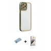 MARSİLYAN™- iPhone 13 Pro Max Kılıf Çekirdek Klasik Serisi - Siyah Bilvis 3D Mat Cam Ekran Koruyucu + Shine Kamera Lens Koruma Cam - MI