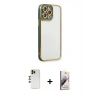 MARSİLYAN™- iPhone 13 Pro Max Kılıf Çekirdek Klasik Serisi - Siyah Bilvis 3D Mat Cam Ekran Koruyucu + Shine Kamera Lens - GD
