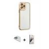 MARSİLYAN™- iPhone 13 Pro Max Kılıf Çekirdek Klasik Serisi - Siyah Bilvis 3D Mat Cam Ekran Koruyucu + Pers Alüminyum Kamera Lens - SABE