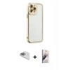MARSİLYAN™- iPhone 13 Pro Max Kılıf Çekirdek Klasik Serisi - Siyah Bilvis 3D Mat Cam Ekran Koruyucu + Pers Alüminyum Kamera Lens - SABE