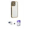 MARSİLYAN™- iPhone 13 Pro Max Kılıf Çekirdek Klasik Serisi - Siyah Bilvis 5in1 3D Magic Cam Ekran Koruyucu + Pers Alüminyum Kamera Lens - LT